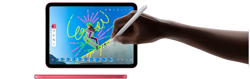 Tablet Apple iPad 10,9' grafika przedstawia rysowanie na iPadzie